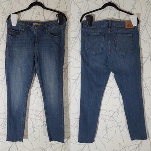 Levi's 711 Medium Wash Mid Rise Skinny Jeans w/ Raw Hem